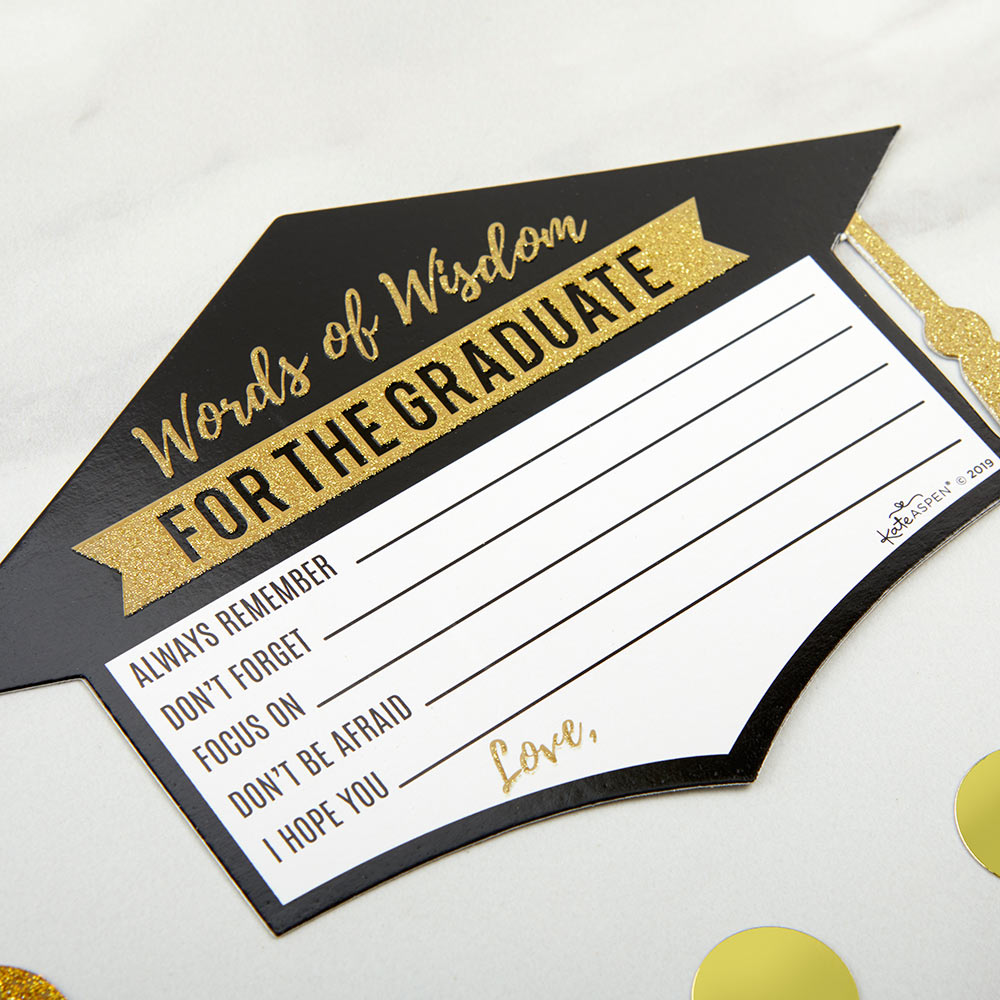 Graduation Advice Card - Gold Glitter Cap Shape (Set of 50)