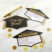 Thumbnail for Graduation Advice Card - Gold Glitter Cap Shape (Set of 50)