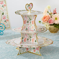 Thumbnail for Floral 3-Tier Collapsile cardstock Cupcake Stand