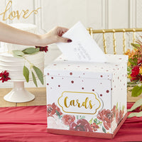 Thumbnail for Burgundy Blush Floral Collapsible Card Box Main Image, Kate Aspen | Card Box