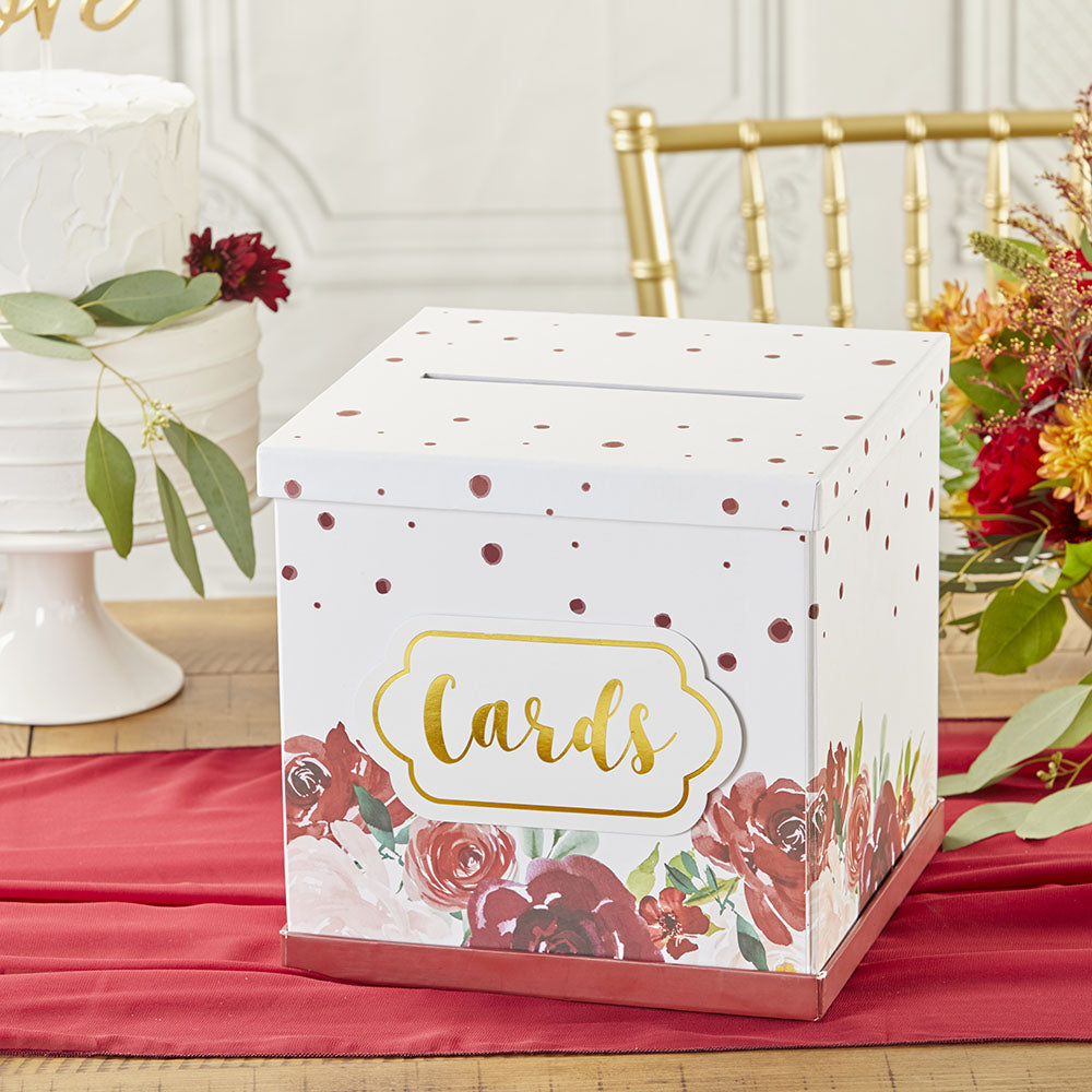 Burgundy Blush Floral Collapsible Card Box Alternate Image 4, Kate Aspen | Card Box