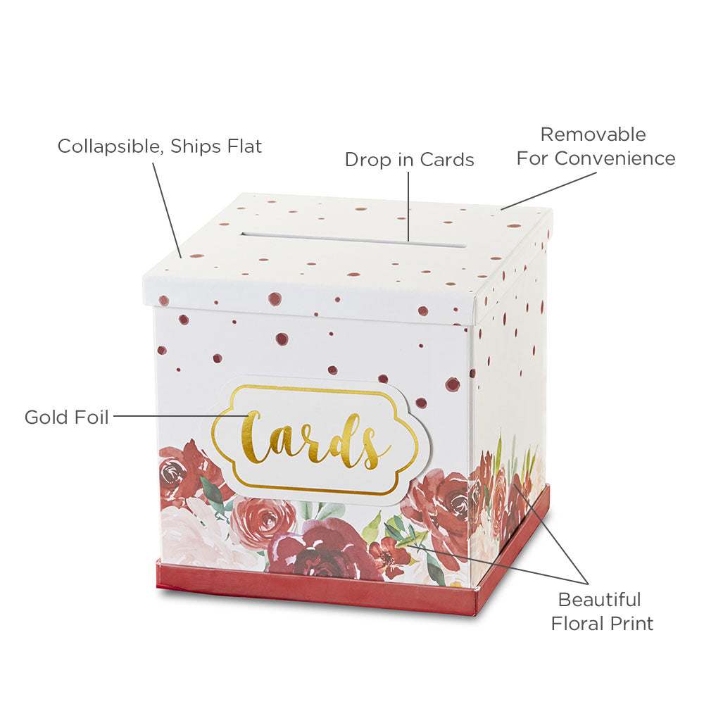 Burgundy Blush Floral Collapsible Card Box Alternate Image 6, Kate Aspen | Card Box