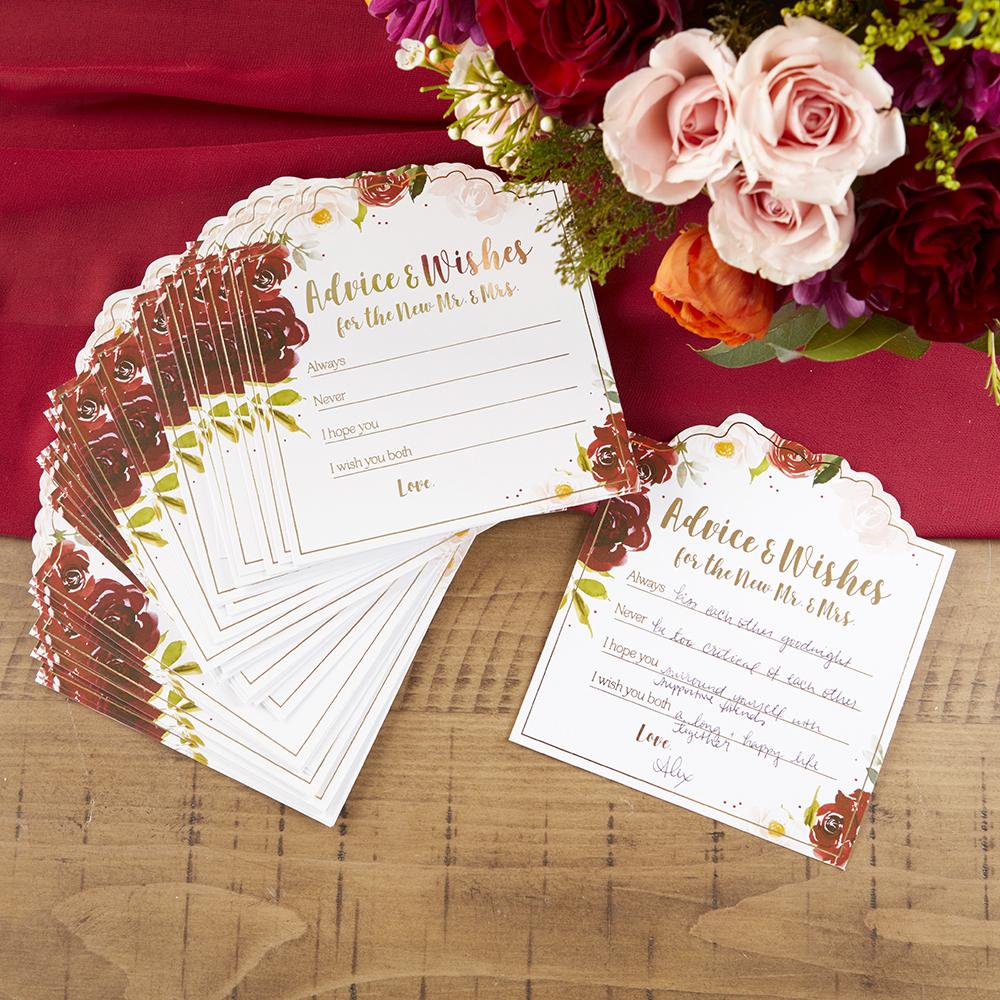 Burgundy Blush Floral Wedding Advice Card (Set of 50) Main Image, Kate Aspen | Games and Advice Cards
