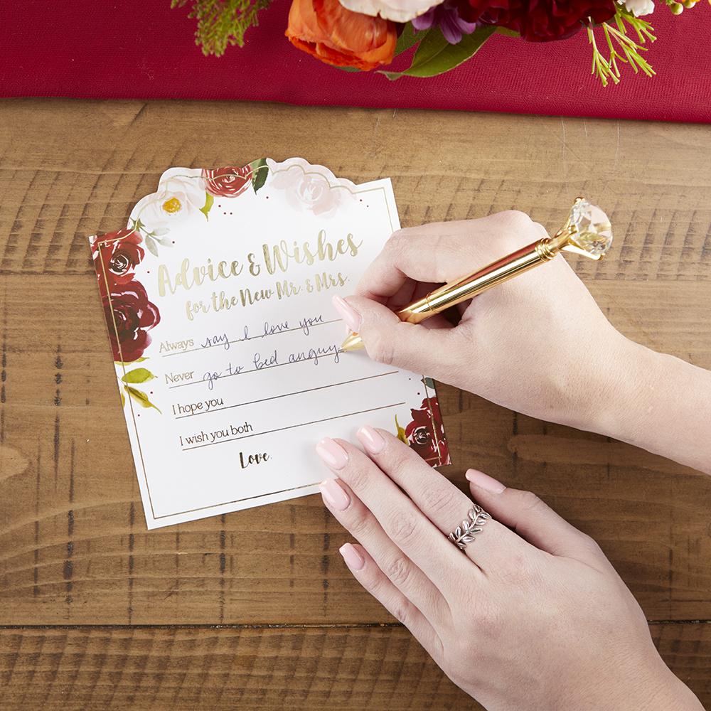 Burgundy Blush Floral Wedding Advice Card (Set of 50) Alternate Image 2, Kate Aspen | Games and Advice Cards
