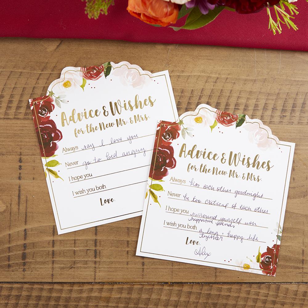 Burgundy Blush Floral Wedding Advice Card (Set of 50) Alternate Image 3, Kate Aspen | Games and Advice Cards