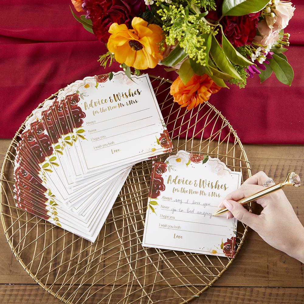 Burgundy Blush Floral Wedding Advice Card (Set of 50) Alternate Image 4, Kate Aspen | Games and Advice Cards