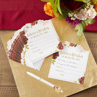 Burgundy Blush Floral Wedding Advice Card (Set of 50) Alternate Image 5, Kate Aspen | Games and Advice Cards