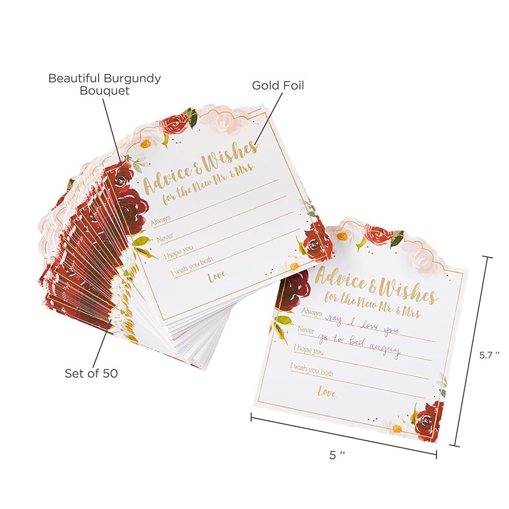Burgundy Blush Floral Wedding Advice Card (Set of 50) Alternate Image 6, Kate Aspen | Games and Advice Cards