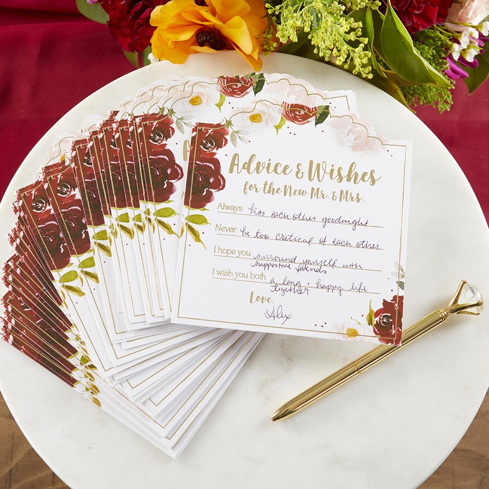 Burgundy Blush Floral Wedding Advice Card (Set of 50) Alternate Image 7, Kate Aspen | Games and Advice Cards