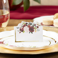 Thumbnail for Burgundy Blush Floral Tent Place Card (Set of 50) Main Image, Kate Aspen | Place Card Holders & Frames