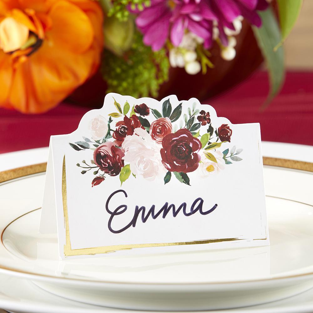 Burgundy Blush Floral Tent Place Card (Set of 50) Alternate Image 2, Kate Aspen | Place Card Holders & Frames