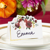 Thumbnail for Burgundy Blush Floral Tent Place Card (Set of 50) Alternate Image 2, Kate Aspen | Place Card Holders & Frames