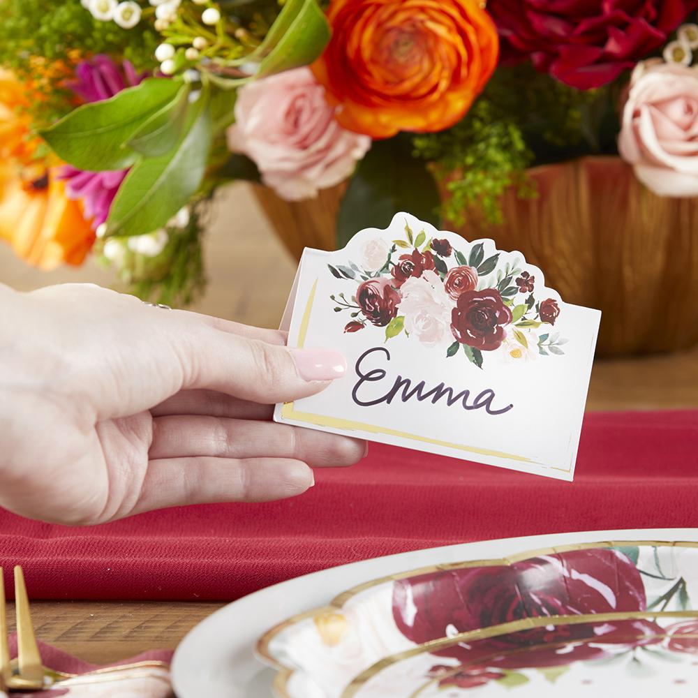 Burgundy Blush Floral Tent Place Card (Set of 50) Alternate Image 4, Kate Aspen | Place Card Holders & Frames