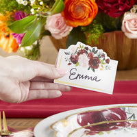 Thumbnail for Burgundy Blush Floral Tent Place Card (Set of 50) Alternate Image 4, Kate Aspen | Place Card Holders & Frames