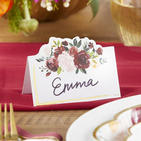 Thumbnail for Burgundy Blush Floral Tent Place Card (Set of 50) Alternate Image 5, Kate Aspen | Place Card Holders & Frames