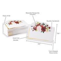 Thumbnail for Burgundy Blush Floral Tent Place Card (Set of 50) Alternate Image 6, Kate Aspen | Place Card Holders & Frames