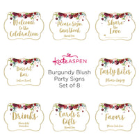 Thumbnail for Burgundy Blush Floral Party Décor Sign Kit (Set of 8) Alternate Image 4, Kate Aspen | Banners & Signs
