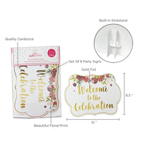 Thumbnail for Burgundy Blush Floral Party Décor Sign Kit (Set of 8) Alternate Image 6, Kate Aspen | Banners & Signs