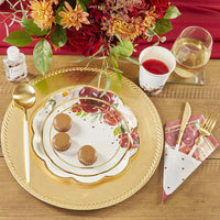 Thumbnail for Burgundy Blush Floral 9 in. Premium Paper Plates (Set of 16)