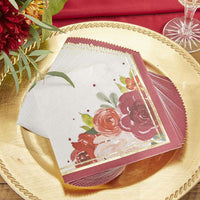 Thumbnail for Burgundy Blush Floral 2 Ply Paper Napkins (Set of 30) Alternate Image 7, Kate Aspen | Reception Decor