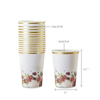 Thumbnail for Burgundy Blush Floral 8 oz. Paper Cups (Set of 16)