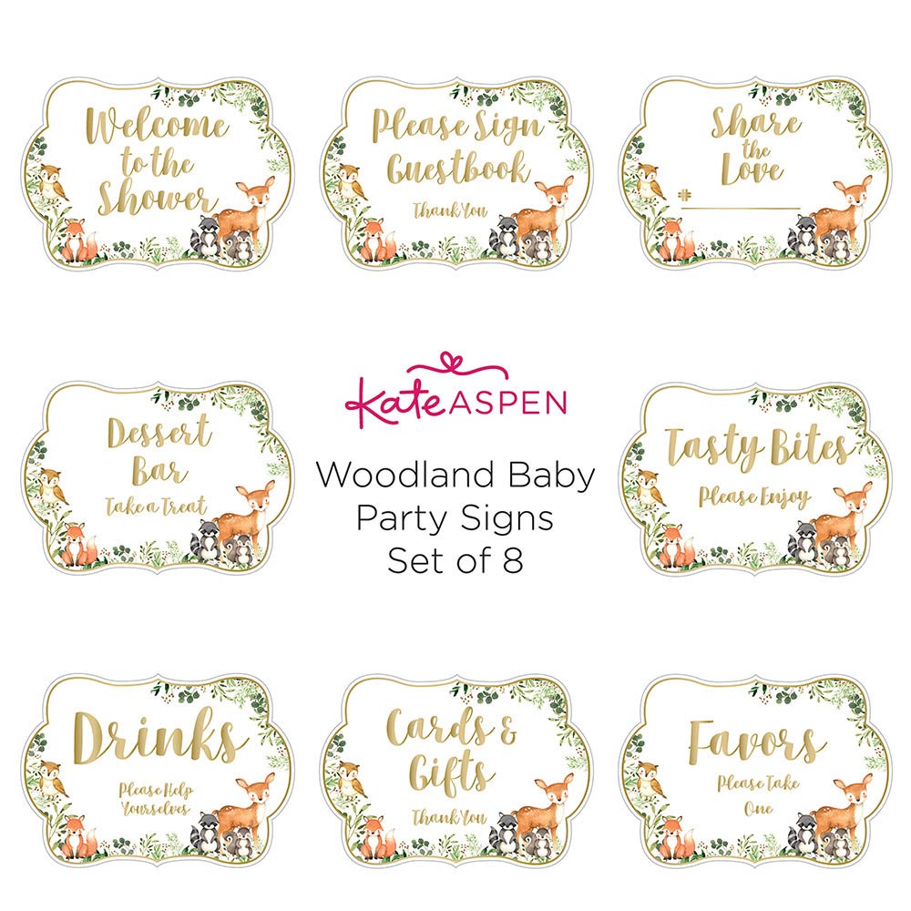 Woodland Baby Décor Sign Kit (Set of 8) Alternate Image 5, Kate Aspen | Banners & Signs