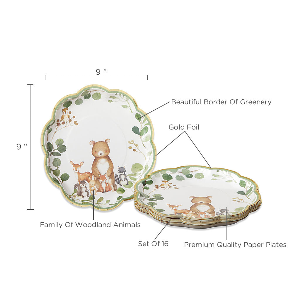 Woodland Baby 9 in. Premium Paper Plates (Set of 16) Alternate Image 6, Kate Aspen | Paper Plate