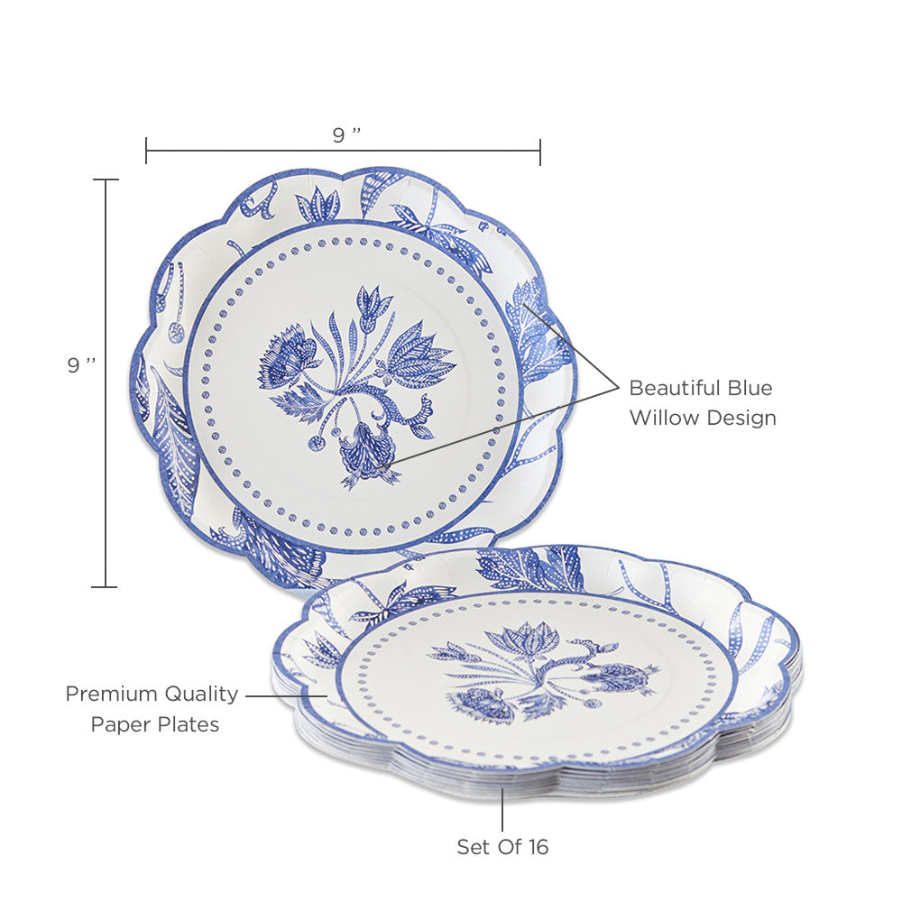 Blue Willow 9 in. Premium Paper Plates (Set of 16) Alternate Image 5, Kate Aspen | Paper Plate