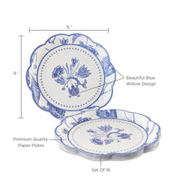 Thumbnail for Blue Willow 9 in. Premium Paper Plates (Set of 16) Alternate Image 5, Kate Aspen | Paper Plate