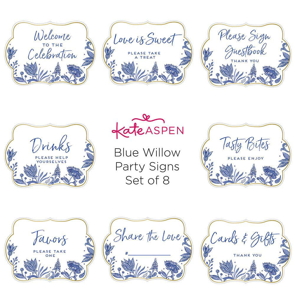 Blue Willow Décor Sign Kit (Set of 8) Alternate Image 4, Kate Aspen | Party Kit