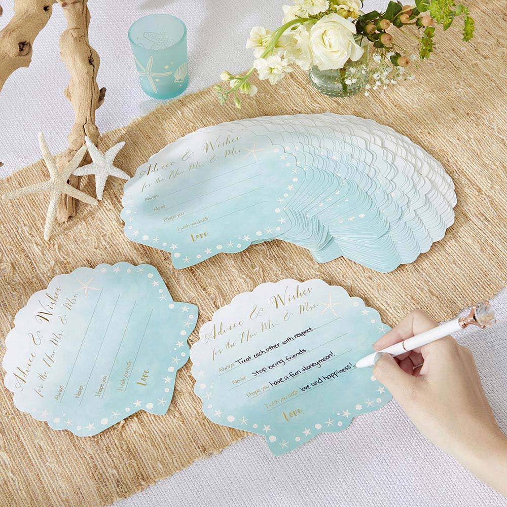 Beach Party Wedding Advice Cards - Sea Shell (Set of 50)