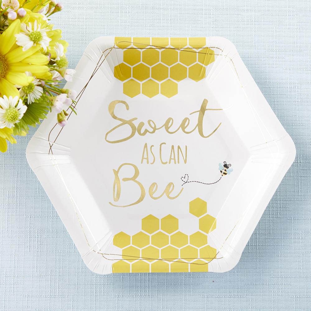 Sweet as Can Bee 7 in. Premium Paper Plates (Set of 16) Alternate Image 2, Kate Aspen | Paper Plate