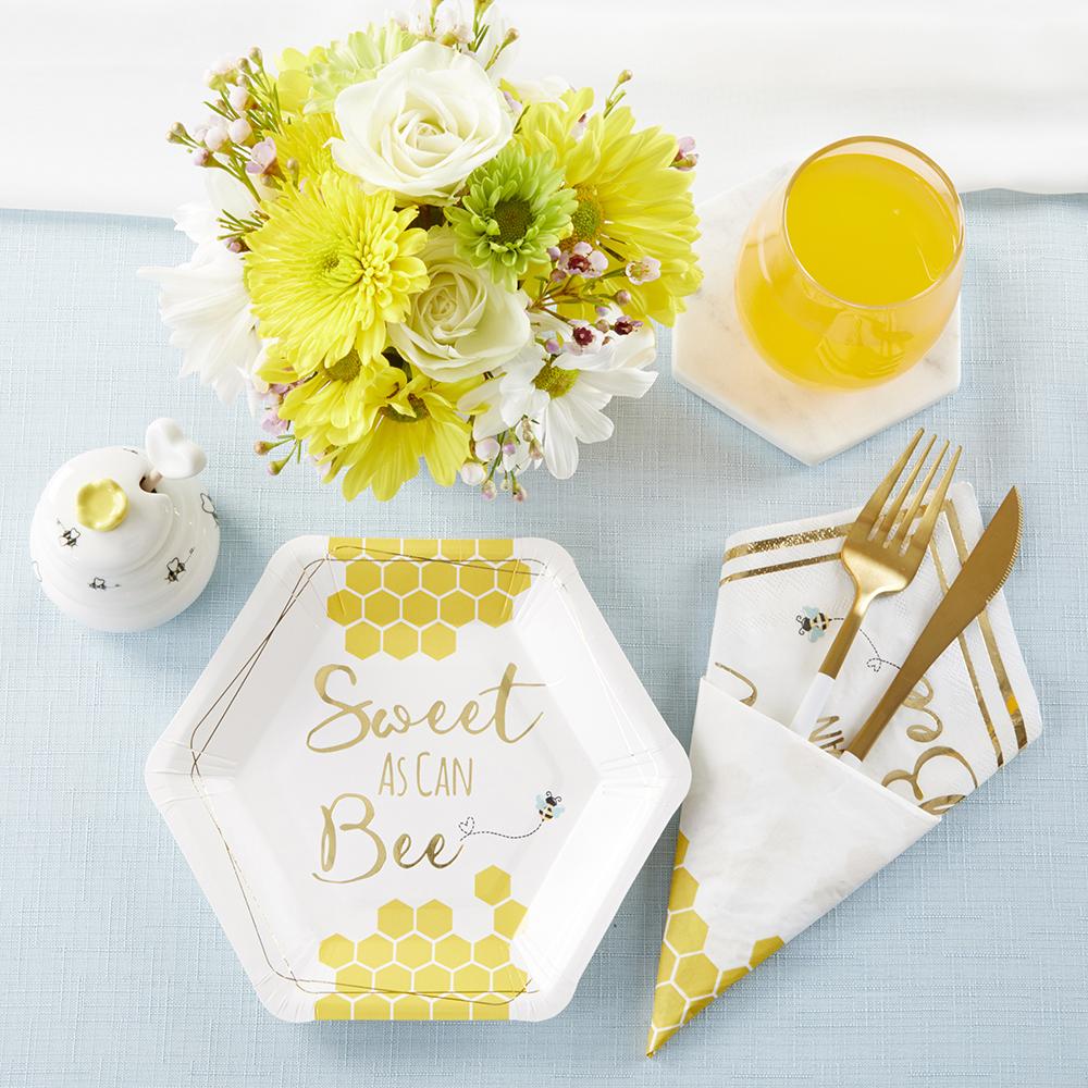 Sweet as Can Bee 7 in. Premium Paper Plates (Set of 16) Alternate Image 5, Kate Aspen | Paper Plate