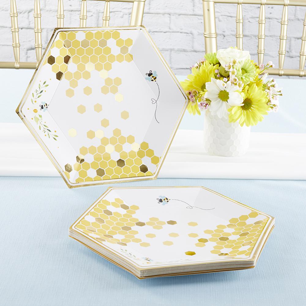 Sweet as Can Bee 9 in. Premium Paper Plates (Set of 16) Alternate Image 4, Kate Aspen | Paper Plate
