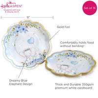 Thumbnail for Elephant Baby Shower 62 Piece Party Tableware Set - Blue (16 Guests) Alternate Image 3, Kate Aspen | Tableware