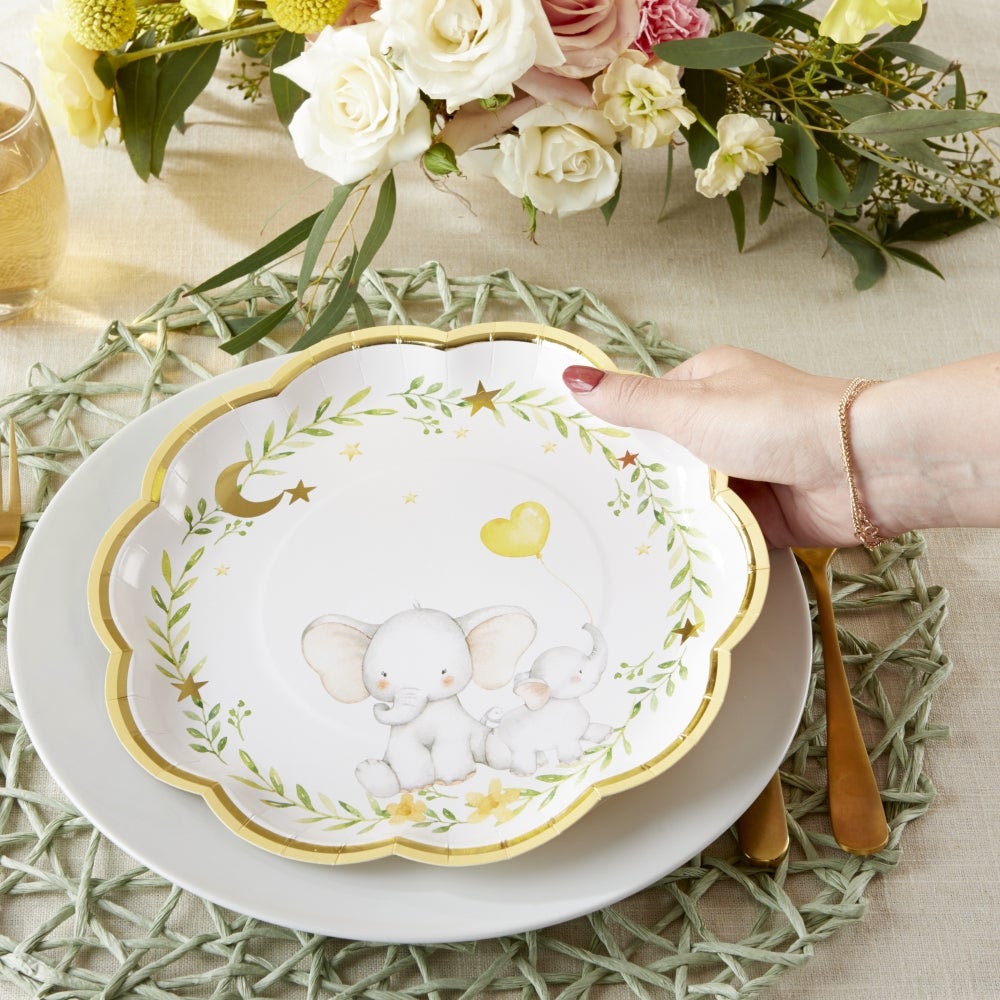 Elephant Baby Shower 9 in. Premium Paper Plates (Set of 16) Alternate Image 4, Kate Aspen | Paper Plate