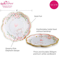 Thumbnail for Elephant Baby Shower 62 Piece Party Tableware Set - Pink (16 Guests) Alternate Image 3, Kate Aspen | Tableware