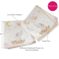Thumbnail for Elephant Baby Shower 2 Ply Paper Napkins - Pink (Set of 30) Alternate Image 6, Kate Aspen | Napkin