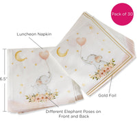Thumbnail for Elephant Baby Shower 62 Piece Party Tableware Set - Pink (16 Guests) Alternate Image 4, Kate Aspen | Tableware