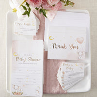 Thumbnail for Elephant Baby Shower Invitation & Thank You Card Bundle - Pink (Set of 25) Main Image, Kate Aspen | Invitation/Thank You Cards