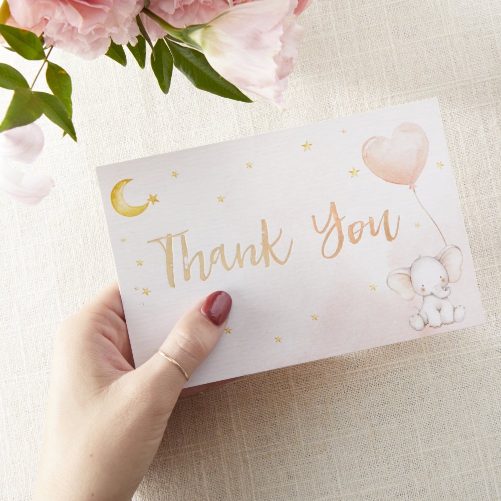 Elephant Baby Shower Invitation & Thank You Card Bundle - Pink (Set of 25) Alternate Image 8, Kate Aspen | Invitation/Thank You Cards