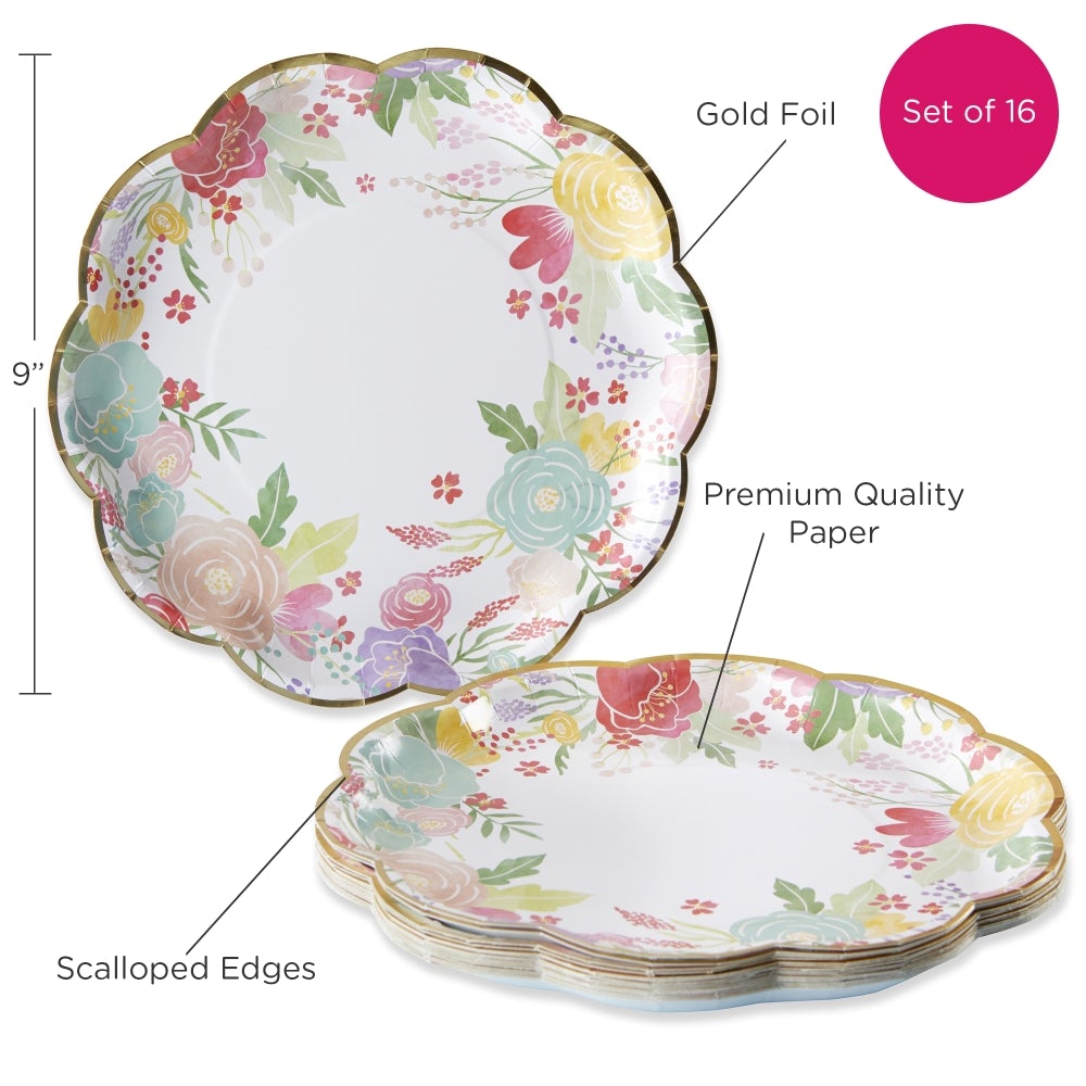 Garden Blooms 9 in. Premium Paper Plates (Set of 16) Alternate Image 6, Kate Aspen | Paper Plate