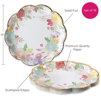 Thumbnail for Garden Blooms 9 in. Premium Paper Plates (Set of 16) Alternate Image 6, Kate Aspen | Paper Plate