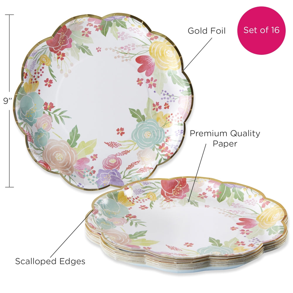 Garden Blooms 62 Piece Party Tableware Set (16 Guests)