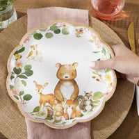 Woodland Baby 9 in. Premium Paper Plates - Pink (Set of 16) Alternate Image 3, Kate Aspen | Paper Plate