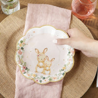 Thumbnail for Woodland Baby 7 in. Premium Paper Plates - Pink (Set of 16) Alternate Image 2, Kate Aspen | Paper Plate