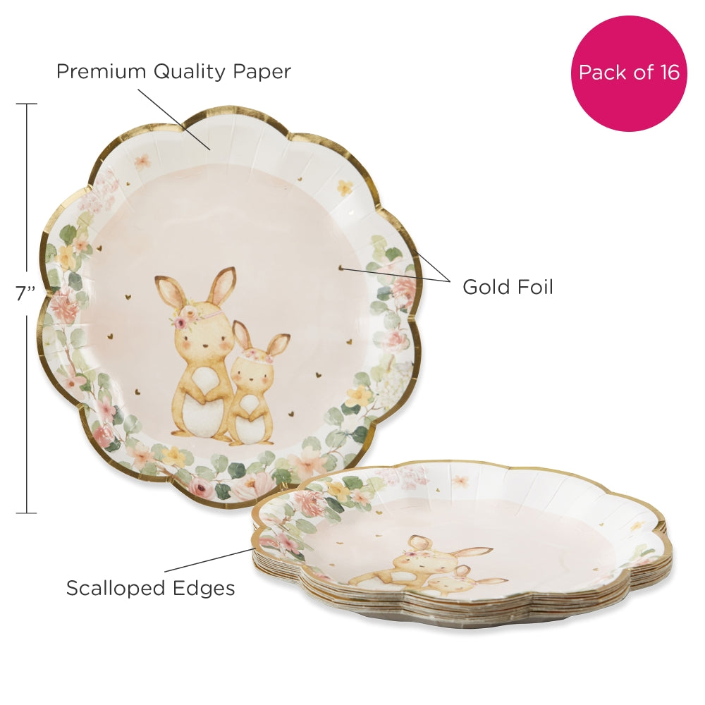 Woodland Baby 78 Piece Party Tableware Set - Pink (16 Guests) Alternate Image 4, Kate Aspen | Tableware