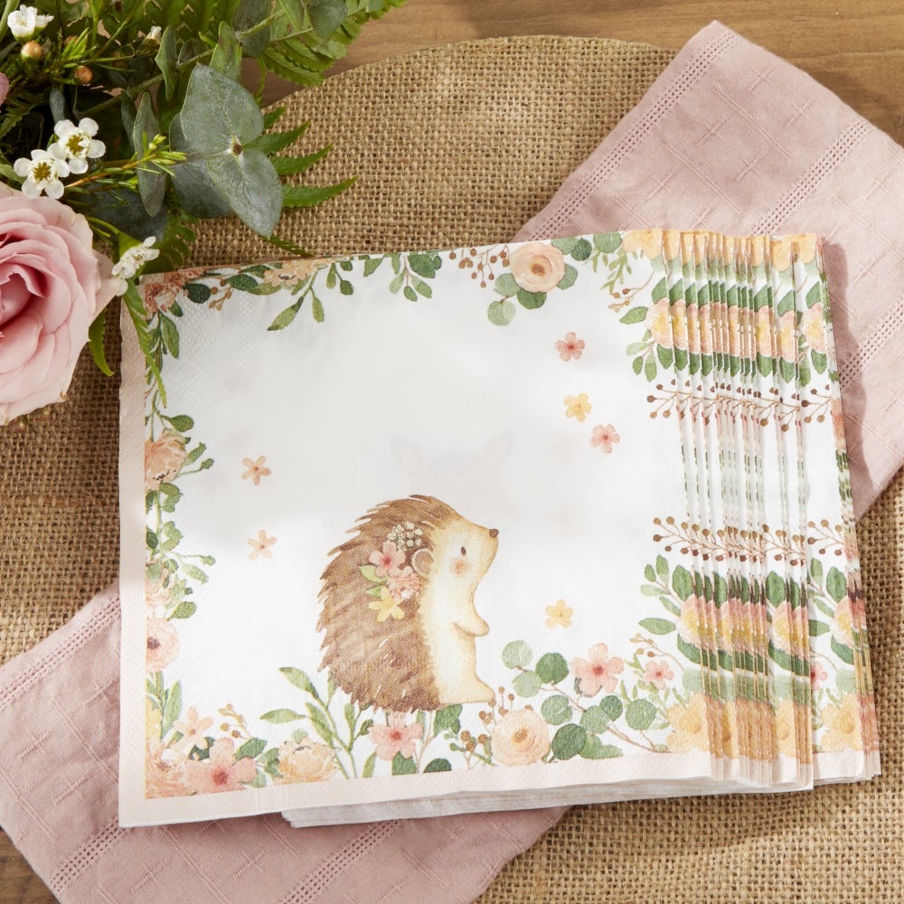 Woodland Baby 2 Ply Paper Napkins - Pink (Set of 30) Alternate Image 4, Kate Aspen | Napkin