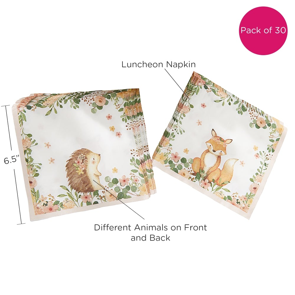 Woodland Baby 2 Ply Paper Napkins - Pink (Set of 30) Alternate Image 6, Kate Aspen | Napkin