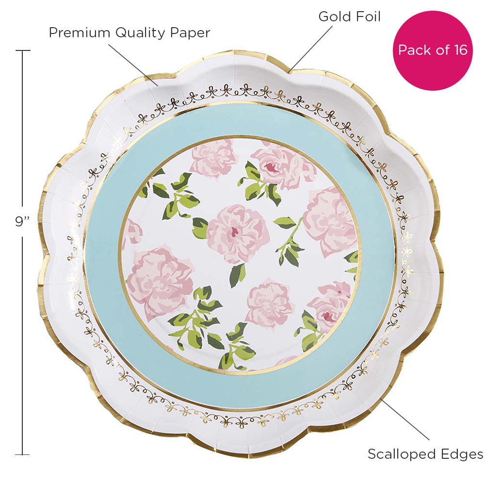 Tea Time Whimsy 9 in. Premium Paper Plates - Blue (Set of 16) Alternate Image 6, Kate Aspen | Paper Plates